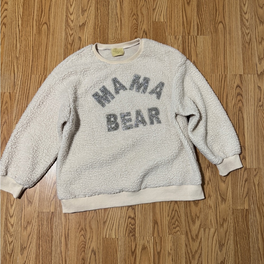Judith March Jeweled Mama Bear Teddy Sweatshirt - Cozy with a Sparkle!, Large
